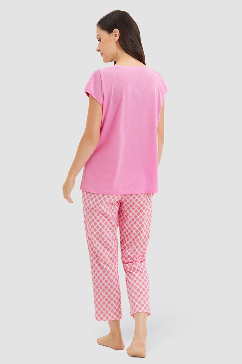 Rückansicht von Pyjama mit Rauten-Druck Baumwolle/Modal