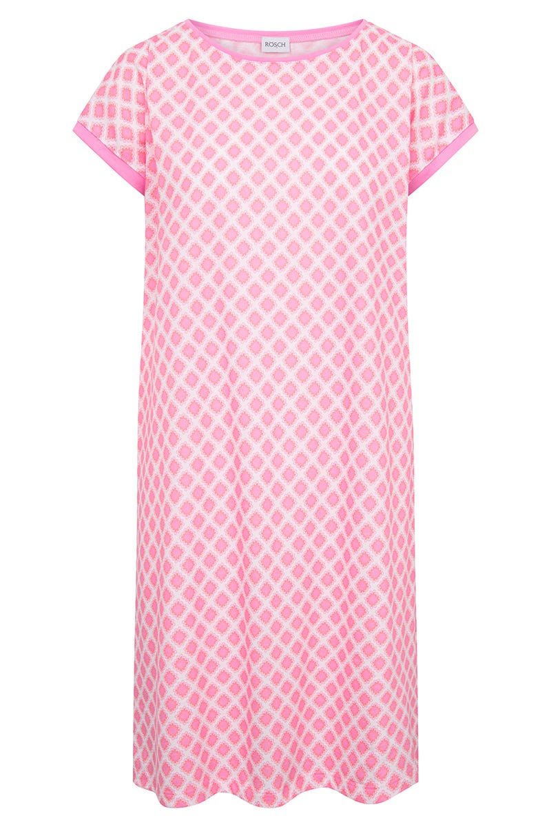 Hollowbild von Nachthemd im Rauten-Druck 100% Baumwolle