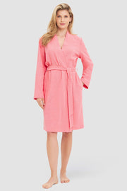 Frontalbild von Morgenmantel aus Webware mit grafischen Musterung 100% Baumwolle