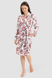 Frontalbild von Morgenmantel im Schmetterlings-Druck 100% Baumwolle