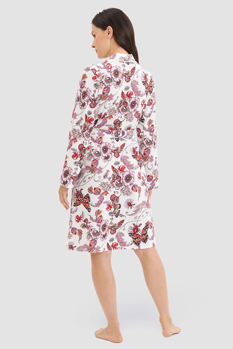 Rückansicht von Morgenmantel im Schmetterlings-Druck 100% Baumwolle