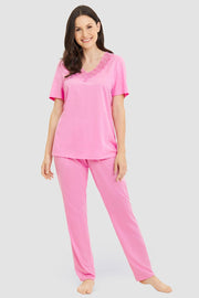 Frontalbild von Pyjama mit Spitzen-Details Baumwolle/Modal