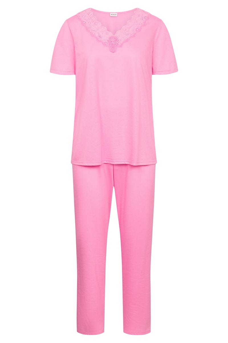 Hollowbild von Pyjama mit Spitzen-Details Baumwolle/Modal