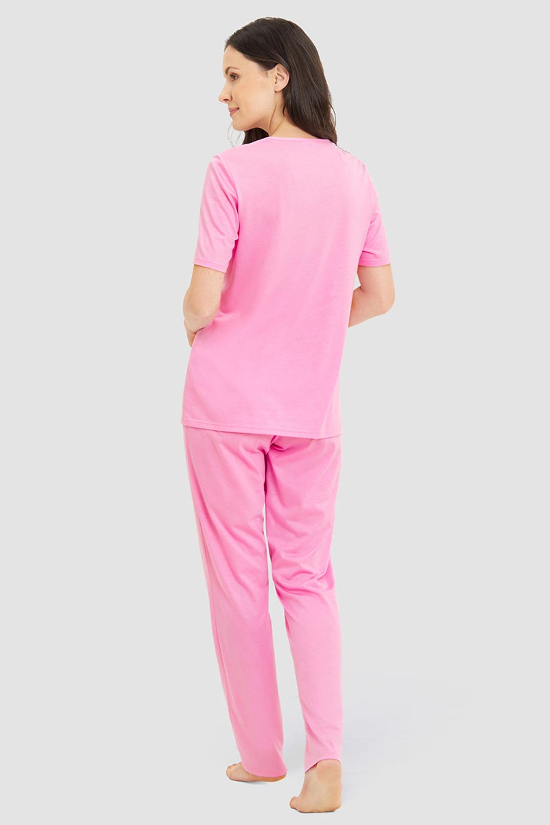 Rückansicht von Pyjama mit Spitzen-Details Baumwolle/Modal