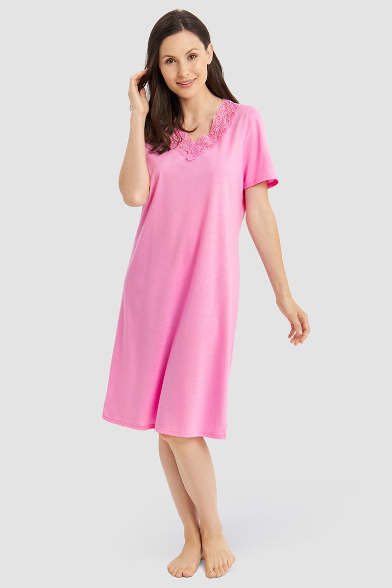 Frontalbild von Nachthemd mit Spitzen-Details Baumwolle/Modal