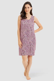 Frontalbild von Nachthemd Ärmellos im rosa Leo-Druck Baumwolle/Elasthan