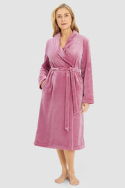 Frontalbild von Morgenmantel aus Flausch in Rosa 100% Polyester