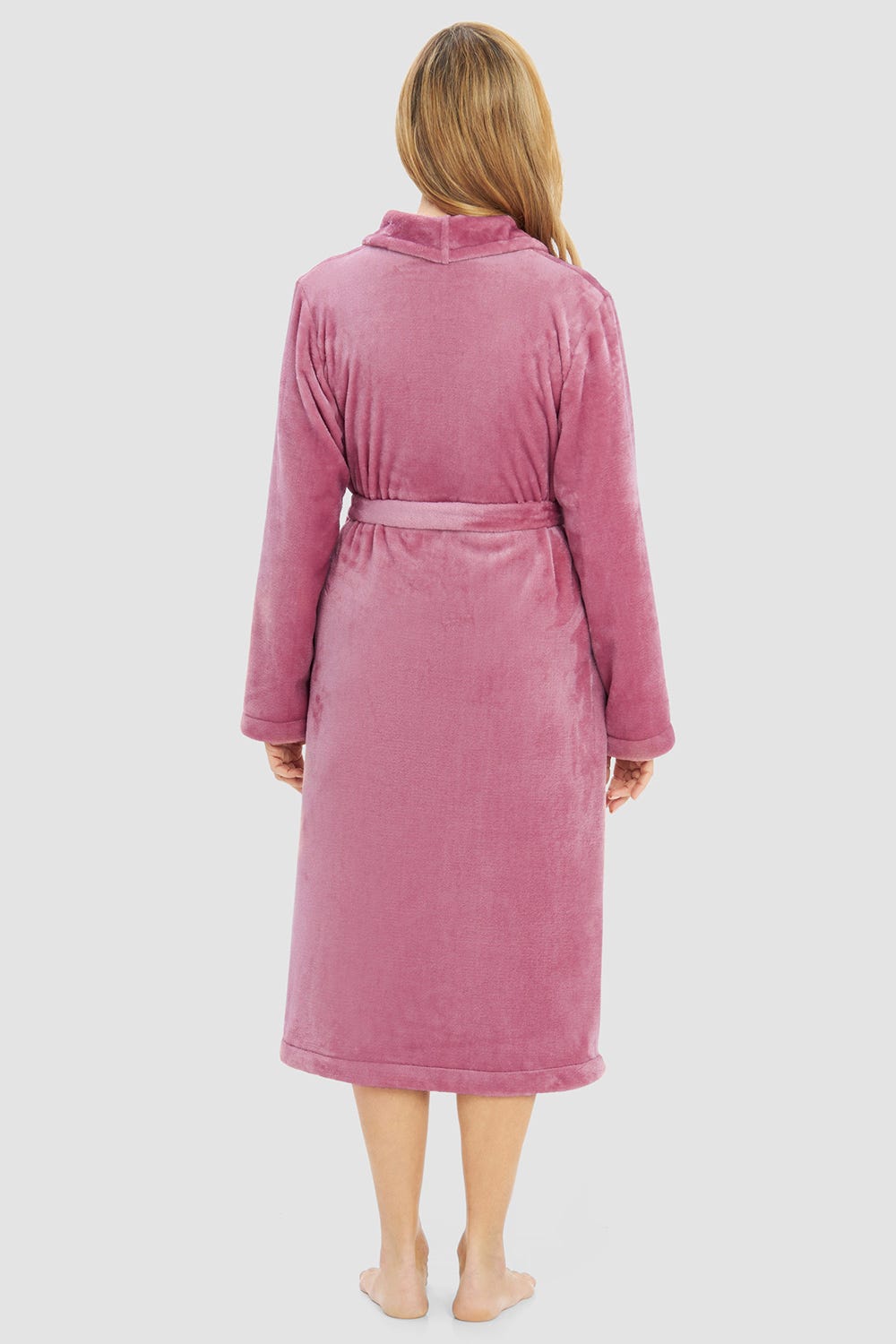 Rückansicht von Morgenmantel aus Flausch in Rosa 100% Polyester