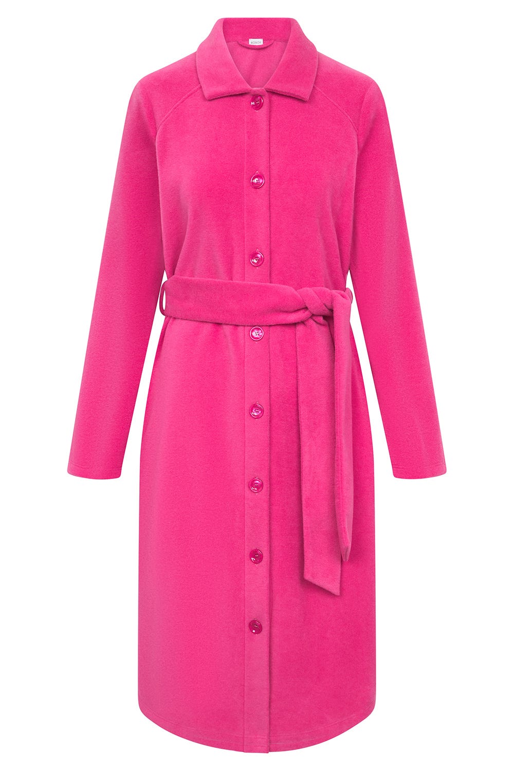 Hollowbild von Morgenmantel aus Fleece in Pink mit Knopfleiste Polyester/Viskose
