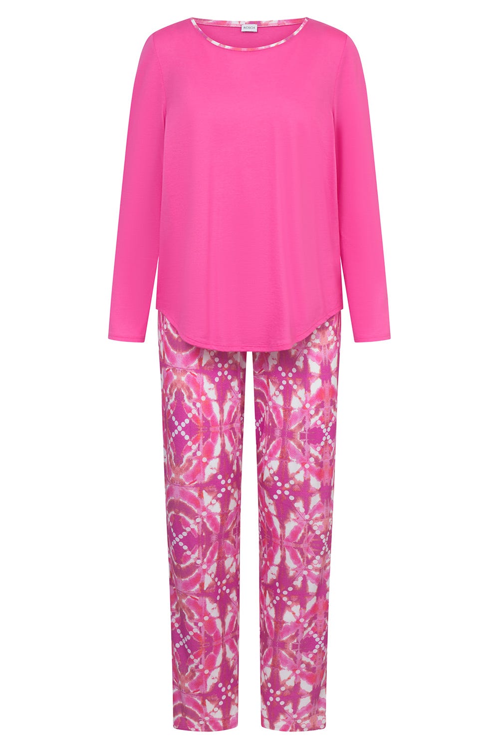 Hollowbild von Pyjama mit Grafikdruck in Pink Baumwolle/Modal