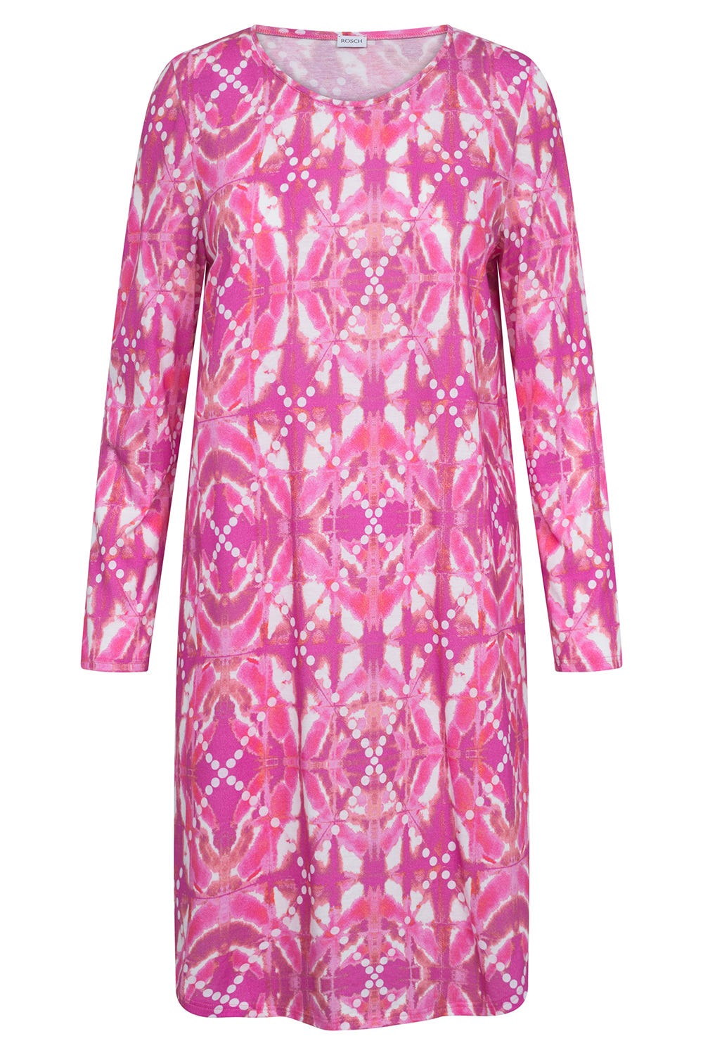 Hollowbild von Nachthemd Langarm im Grafikdruck in Pink Baumwolle/Modal