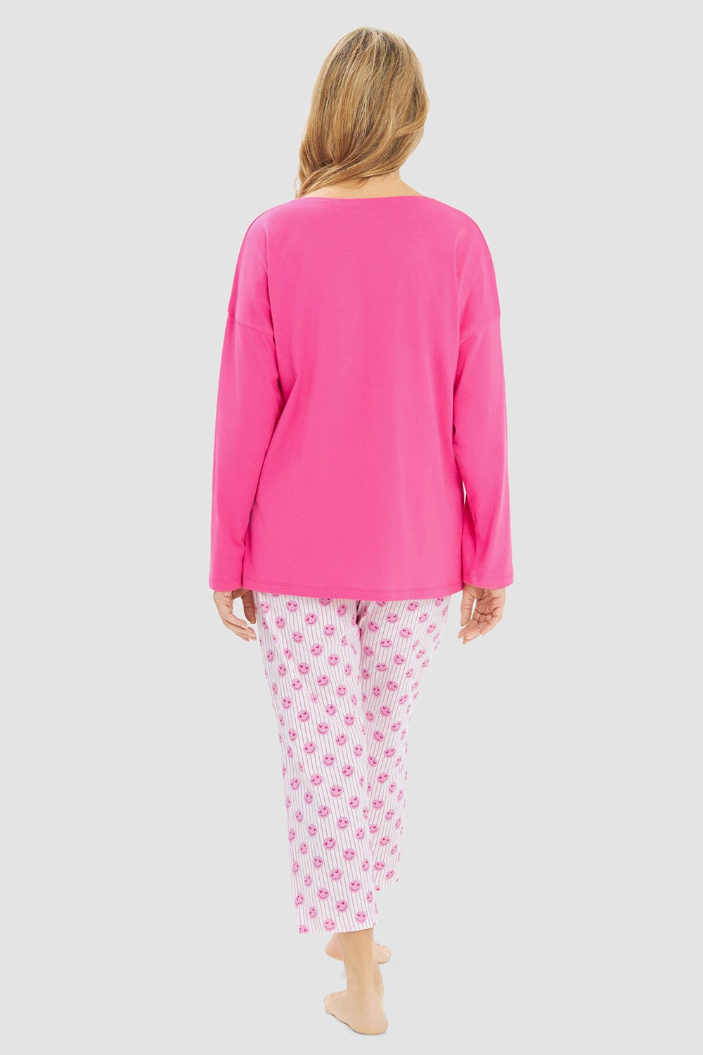 Rückansicht von Pyjama mit Smiley-Druck 100% Baumwolle