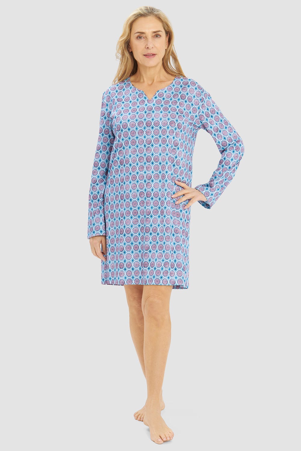 Frontalbild von Nachhemd im Grafikdruck Ornamental Baumwolle/Modal