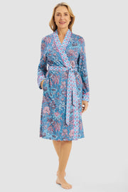Frontalbild von Morgenmantel im Ornamental-Druck Baumwolle/Modal