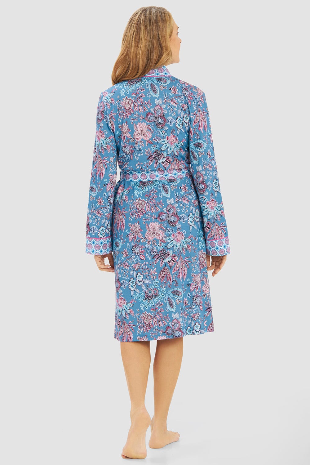 Rückansicht von Morgenmantel im Ornamental-Druck Baumwolle/Modal