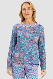 Frontalbild von Pyjamashirt im Ornamental-Druck Baumwolle/Modal