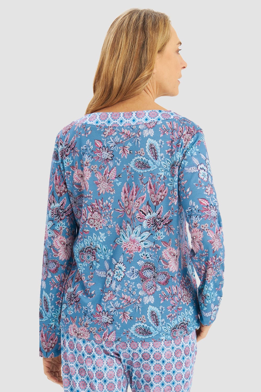 Rückansicht von Pyjamashirt im Ornamental-Druck Baumwolle/Modal