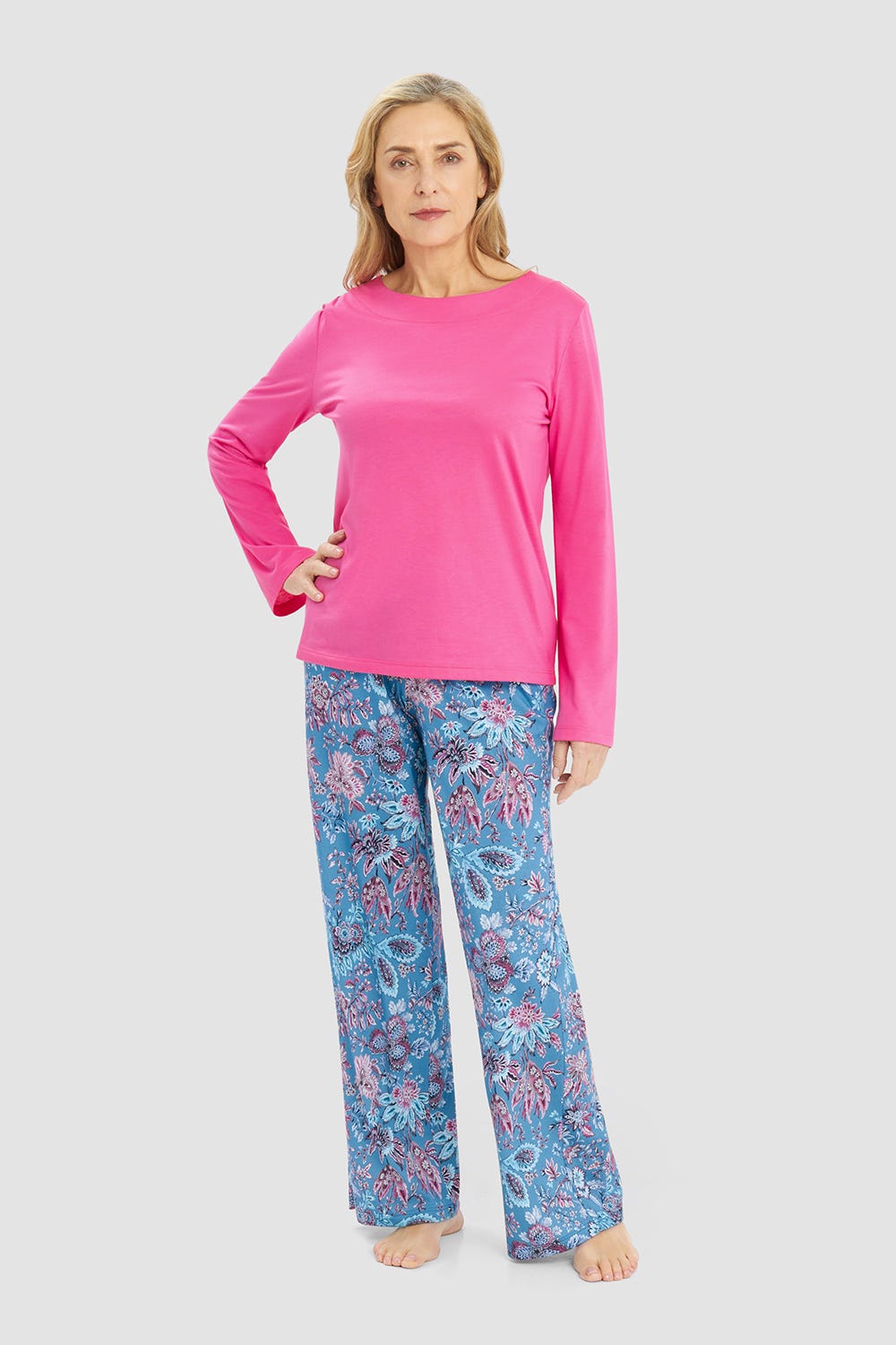 Detailbild 1 von Pyjamashirt in Uni Pink Baumwolle/Modal