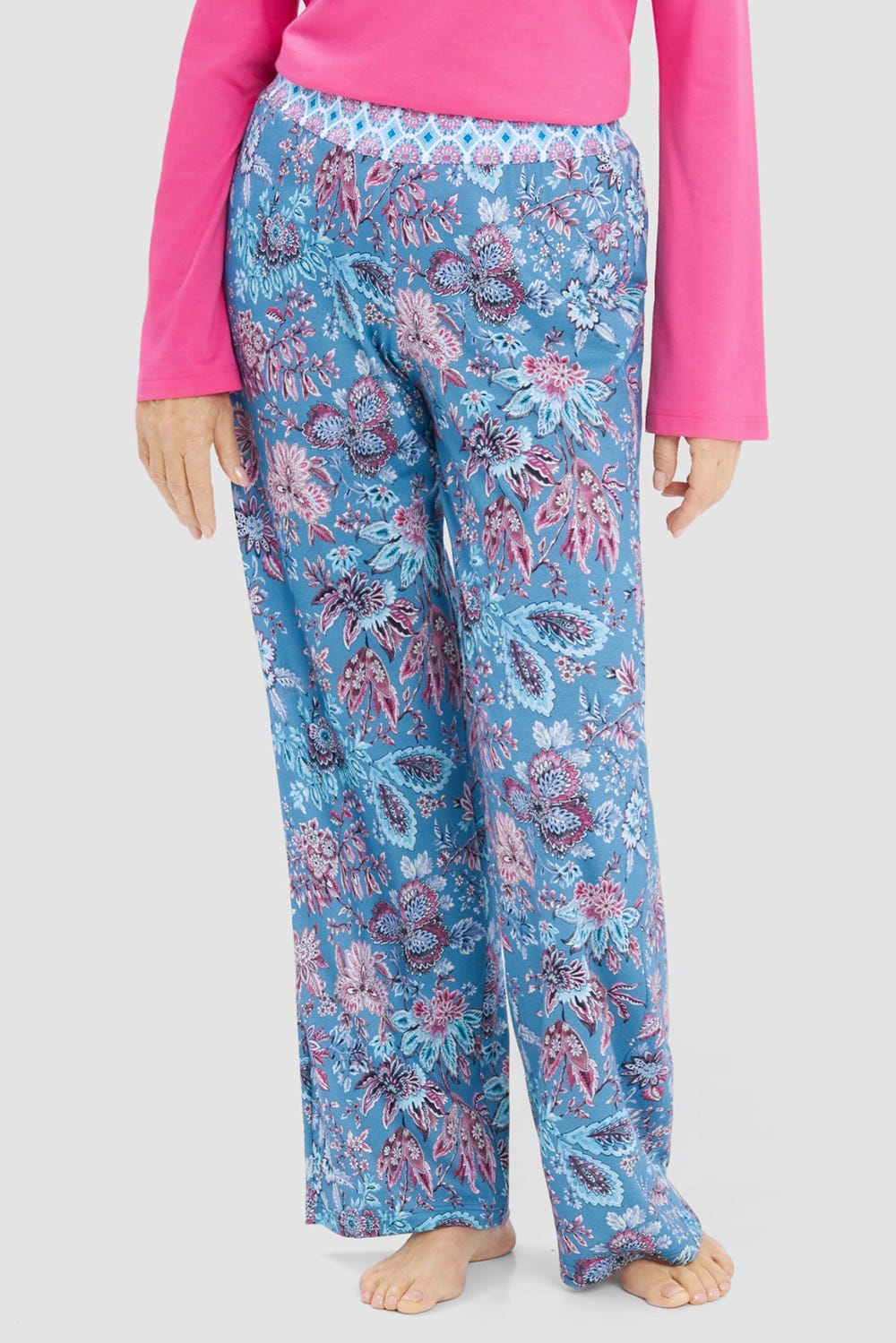 Frontalbild von Pyjamahose im Ornamental-Druck Baumwolle/Modal