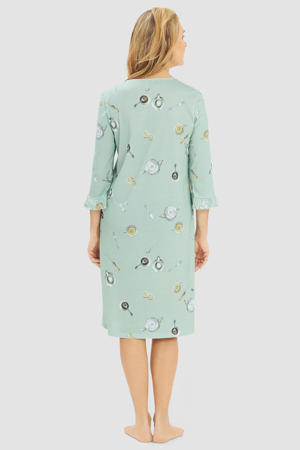 Rückansicht von Nachthemd mit Alloverdruck Tee-Stunde Baumwolle/Modal