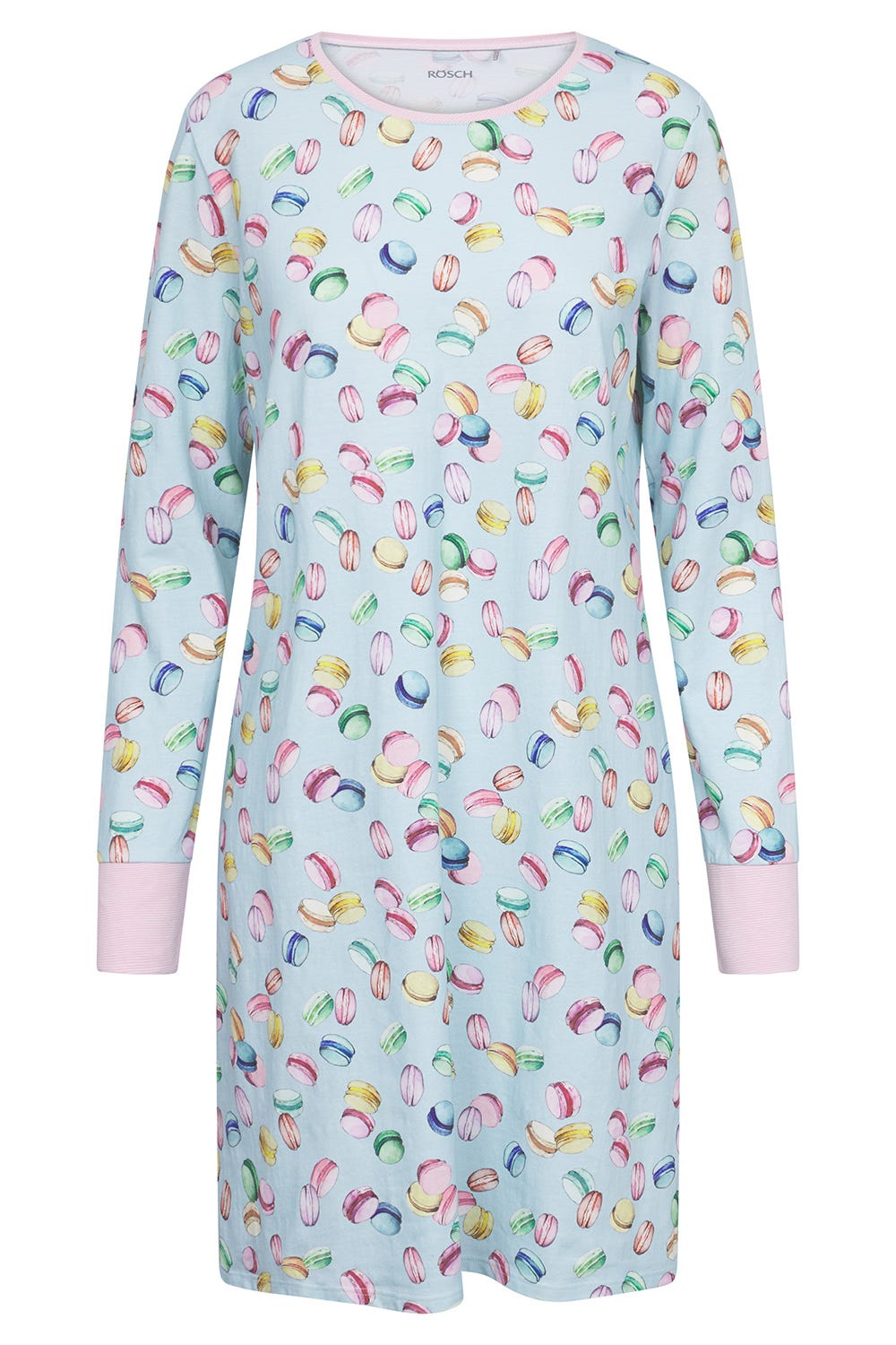 Hollowbild von Nachthemd im Macaron-Alloverdruck Baumwolle/Elasthan