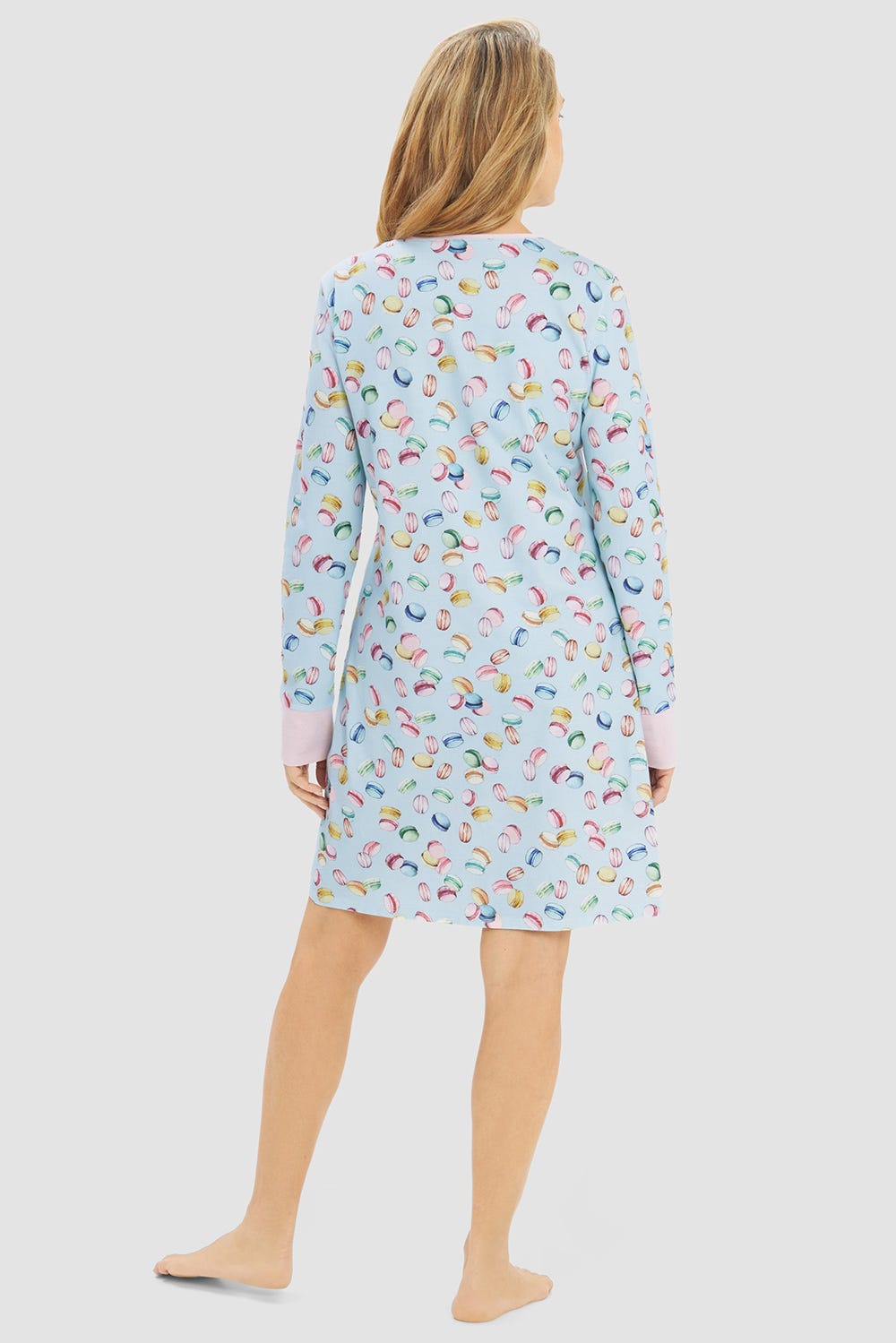 Rückansicht von Nachthemd im Macaron-Alloverdruck Baumwolle/Elasthan