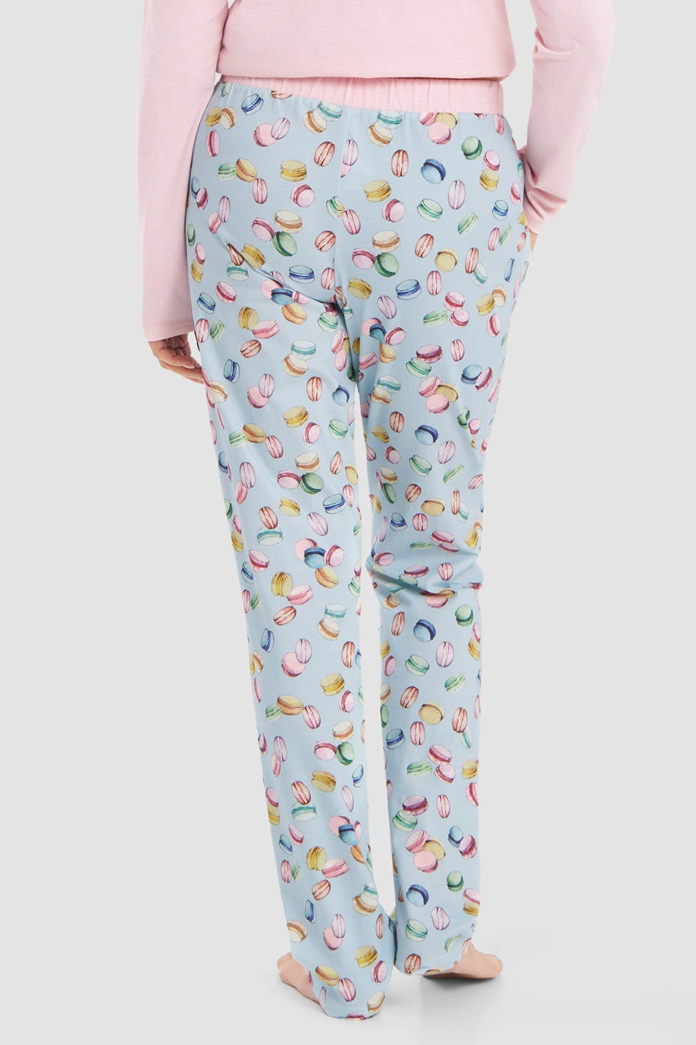 Rückansicht von Pyjamahose im Macaron-Alloverdruck Baumwolle/Elasthan