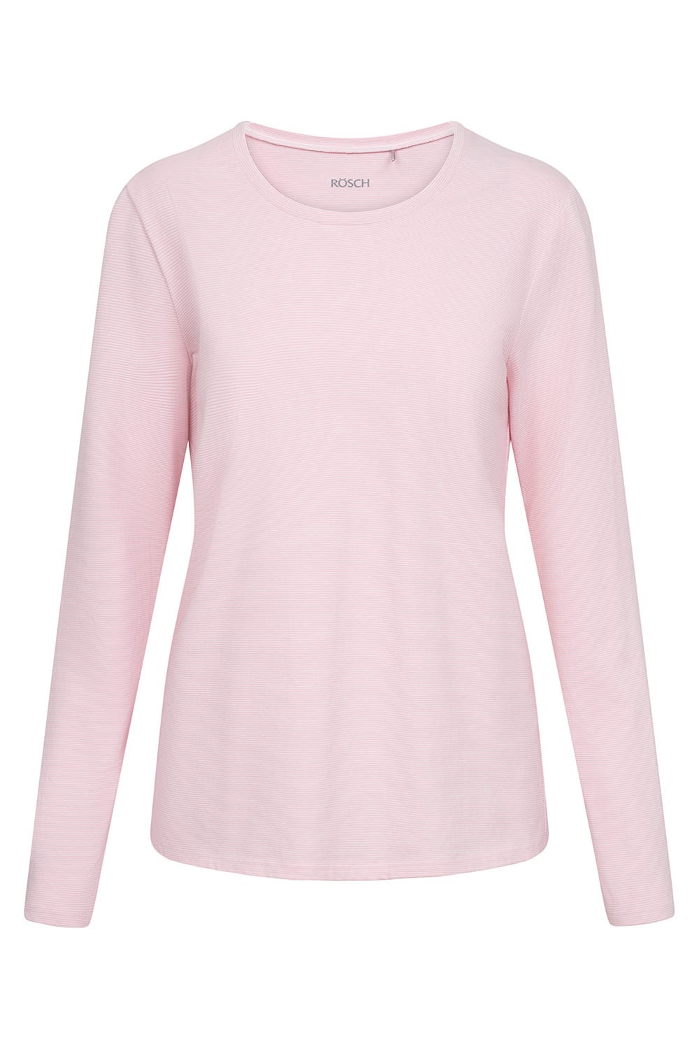 Hollowbild von Pyjamashirt im Ringeldruck Rosa-Weiß Baumwolle/Elasthan