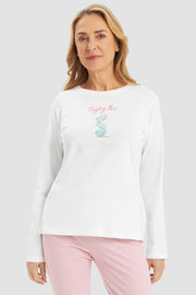 Frontalbild von Pyjamashirt mit Motivdruck Macarons 100% Baumwolle