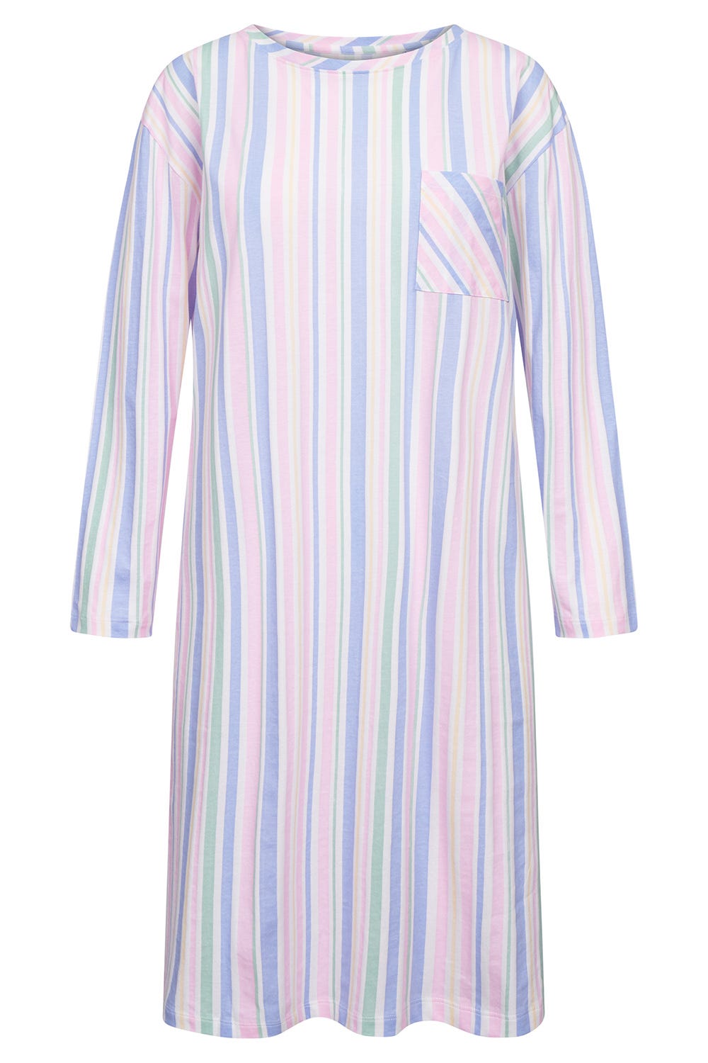 Hollowbild von Nachthemd mit pastelligem Streifendruck 100% Baumwolle