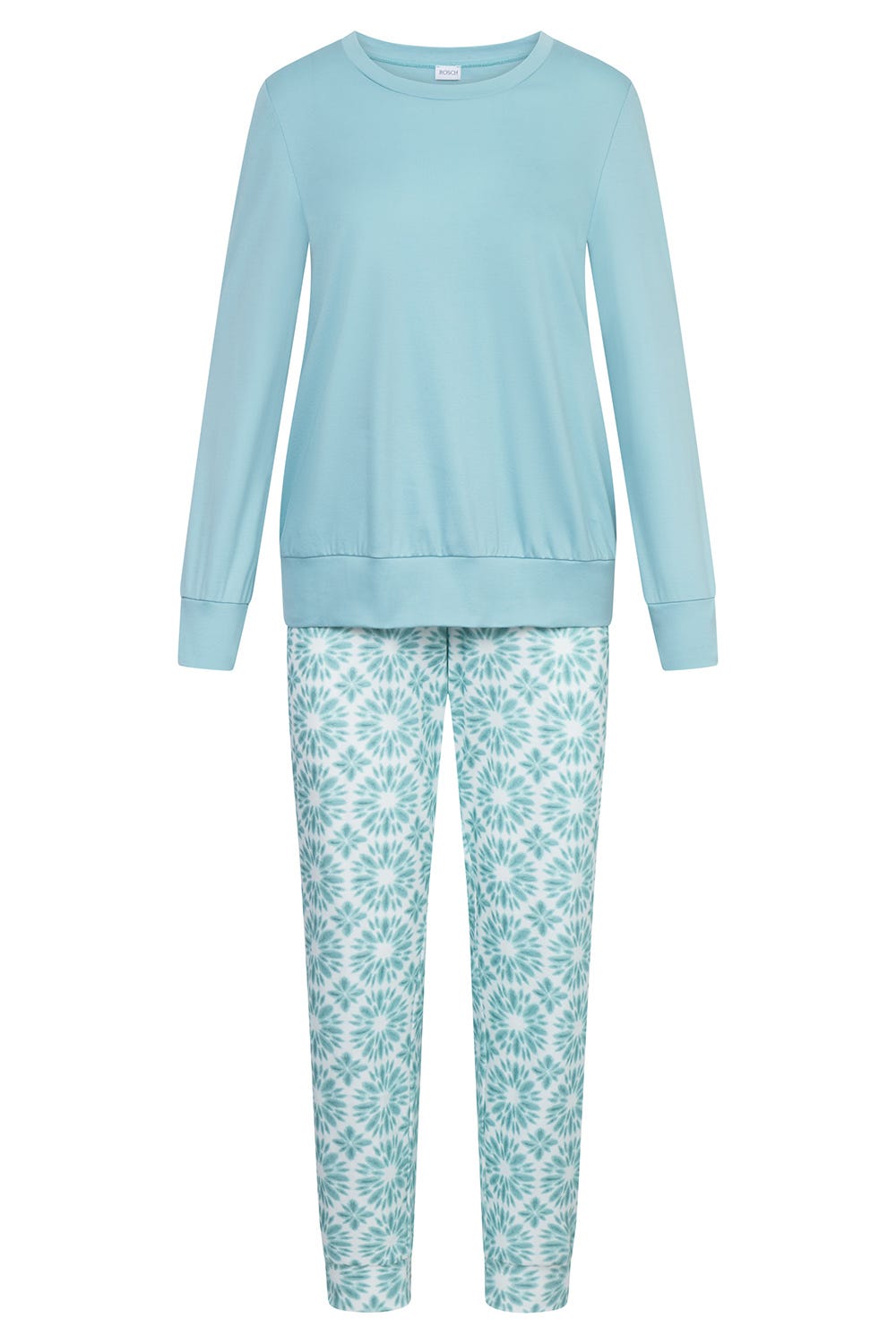 Hollowbild von Pyjama im Grafikdruck Türkis 100% Baumwolle