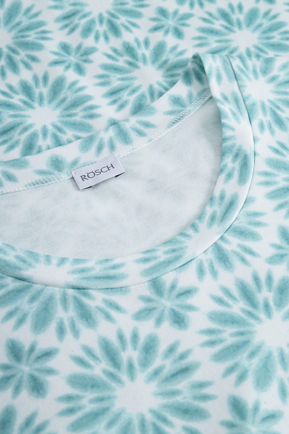 Detailbild 1 von Nachthemd im Grafikdruck Türkis Maxi-Länge 100% Baumwolle