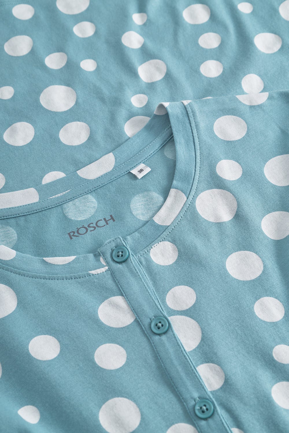 Detailbild 1 von Nachthemd im Tupfendruck Mintgrün mit Knopfleiste 100% Baumwolle