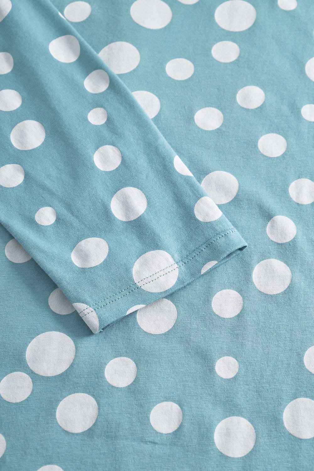 Detailbild 2 von Nachthemd im Tupfendruck Mintgrün mit Knopfleiste 100% Baumwolle