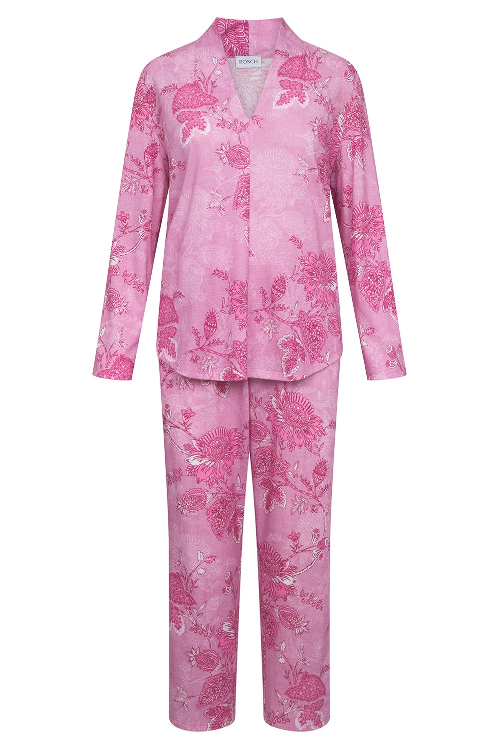 Hollowbild von Pyjama im romantischen Ornament-Druck Große Größen bis 54