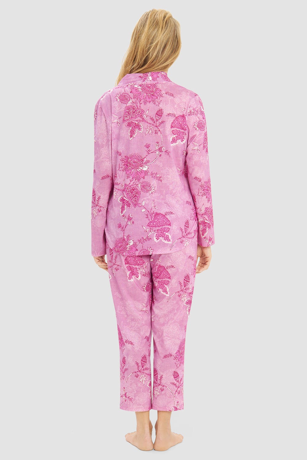 Rückansicht von Pyjama im romantischen Ornament-Druck Große Größen bis 54