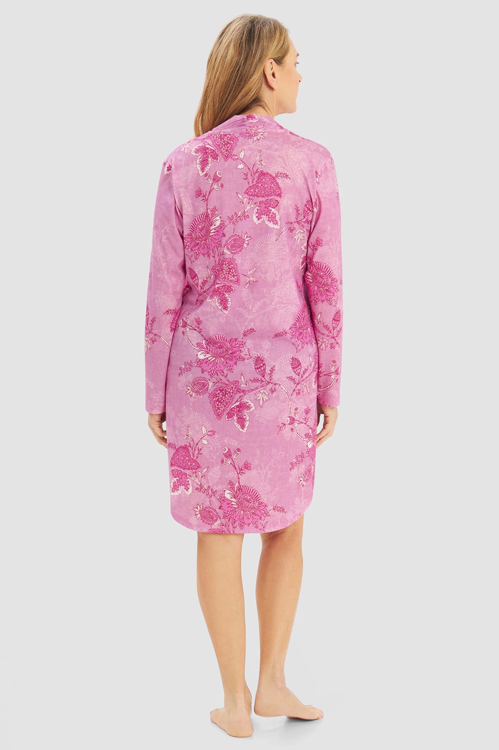 Rückansicht von Nachthemd im romantischen Ornament-Druck Große Größen bis 54