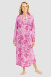 Frontalbild von Nachthemd im romantischen Ornament-Druck Große Größen bis 54 Baumwolle/Modal