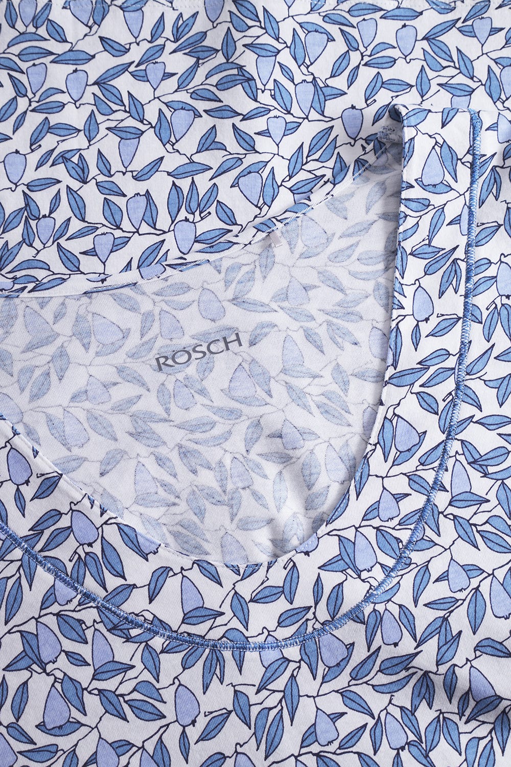 Detailbild 3 von Pyjama im Blättermuster Blau 100% Baumwolle