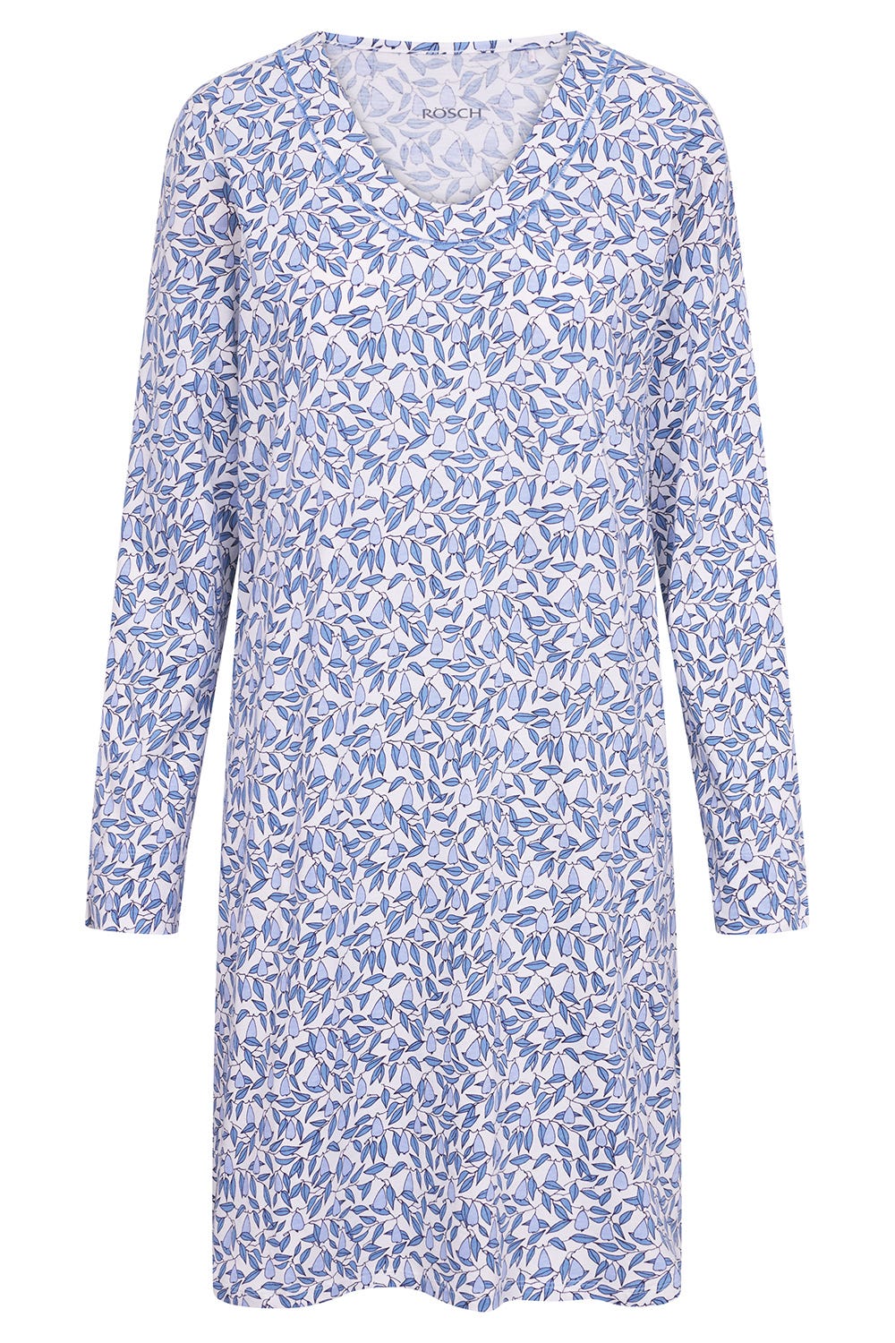 Hollowbild von Nachthemd im Blättermuster Blau 100% Baumwolle