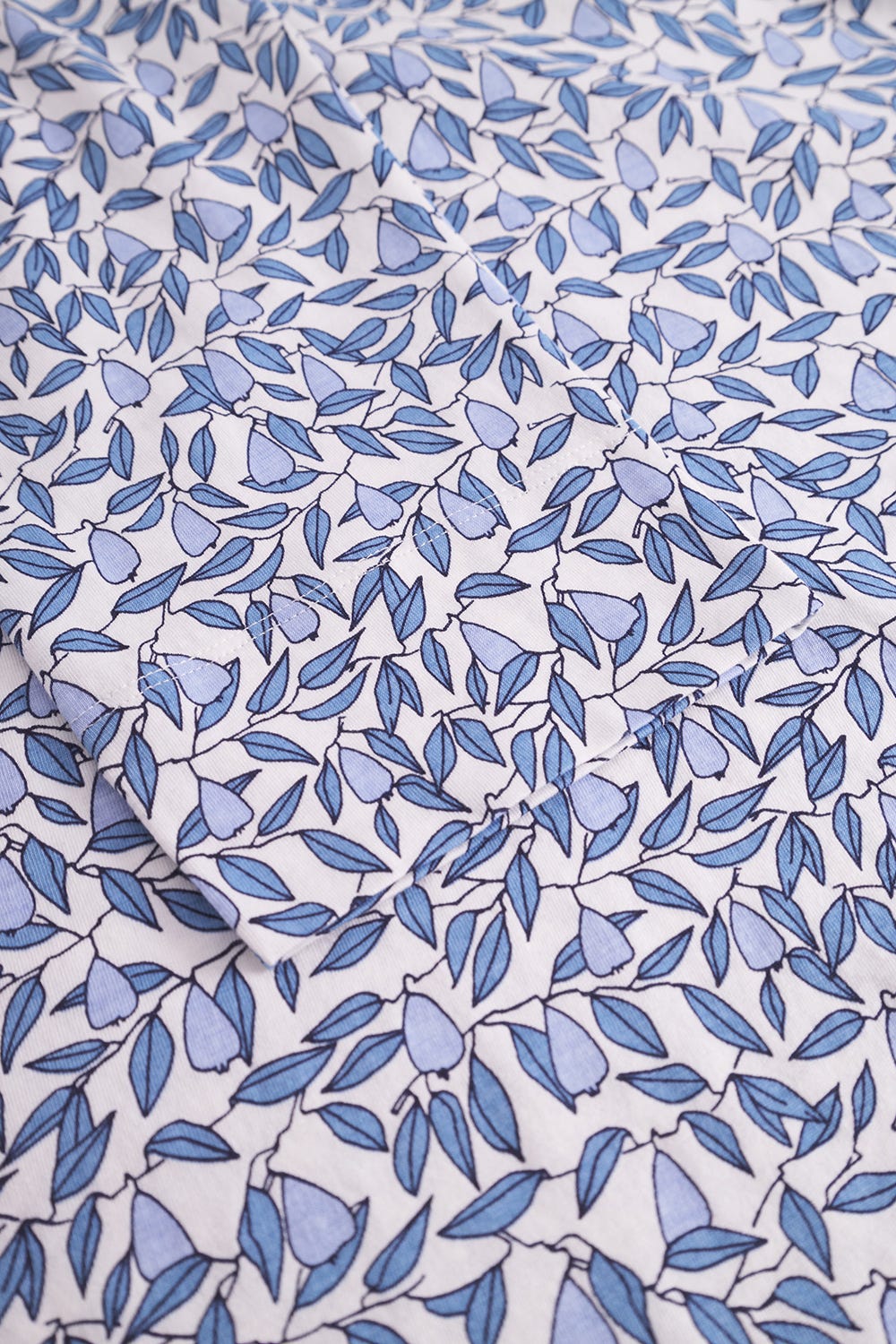 Detailbild 2 von Nachthemd im Blättermuster Blau 100% Baumwolle
