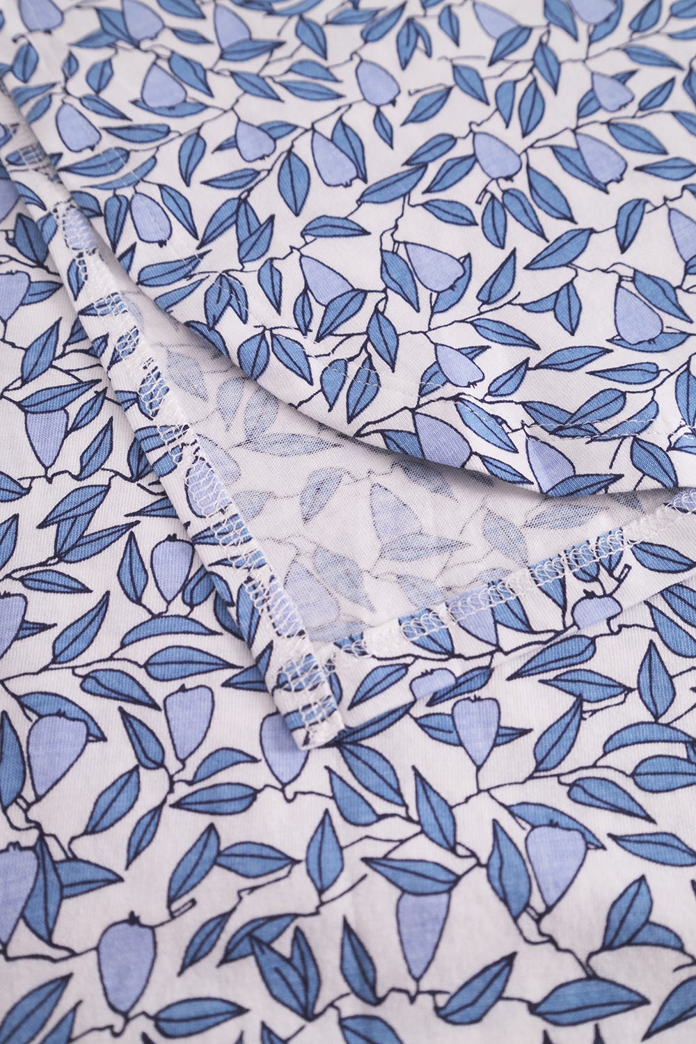 Detailbild 3 von Nachthemd im Blättermuster Blau 100% Baumwolle