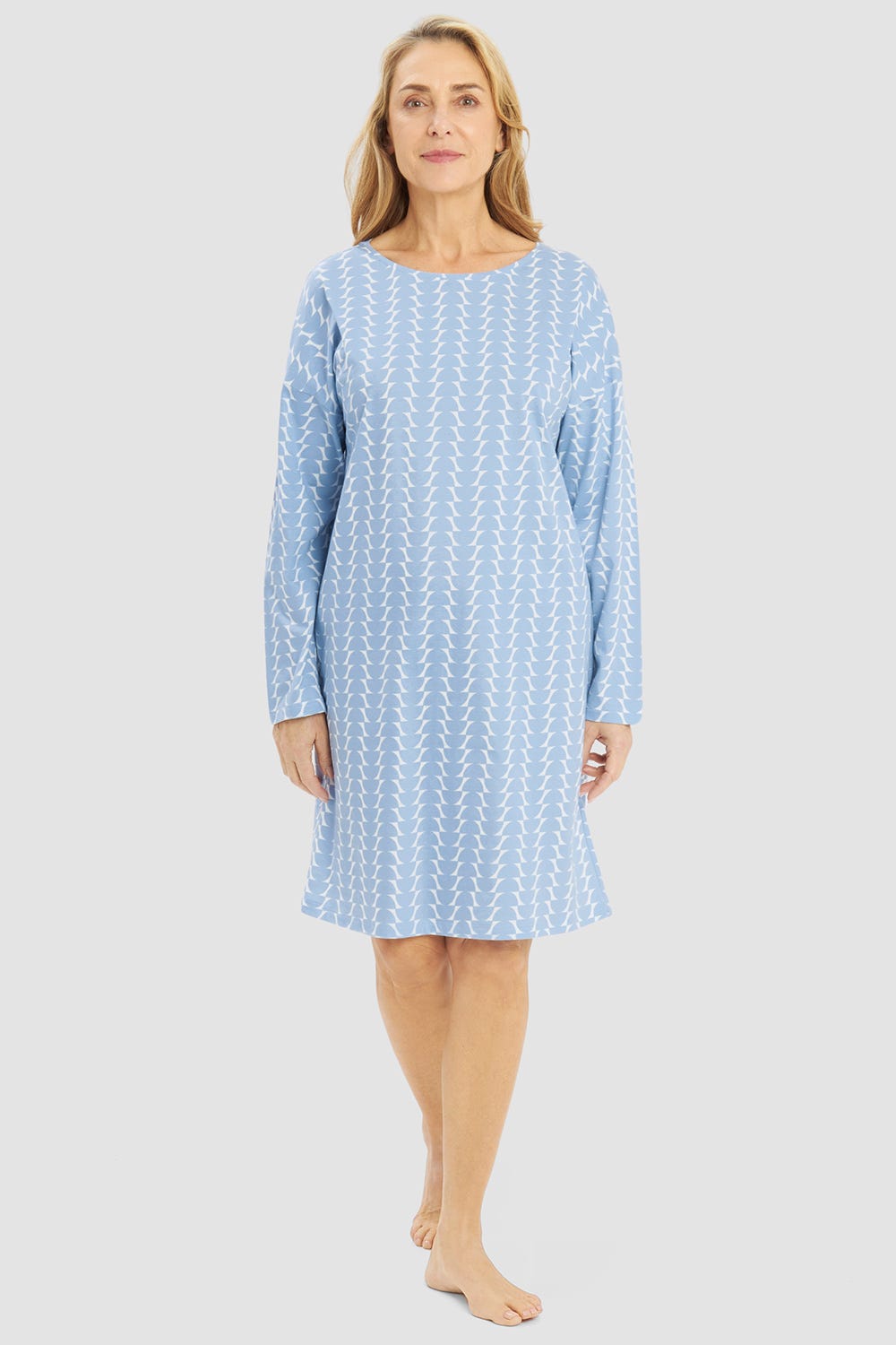 Frontalbild von Nachthemd im Retro-Muster Halbkreise 100% Baumwolle