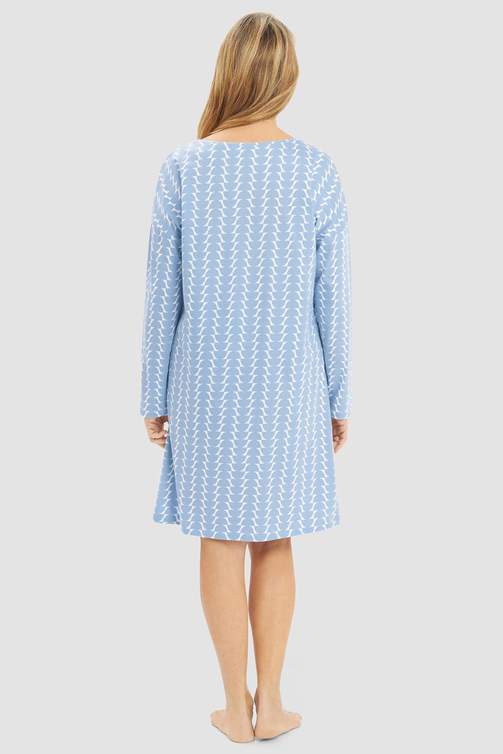 Rückansicht von Nachthemd im Retro-Muster Halbkreise 100% Baumwolle