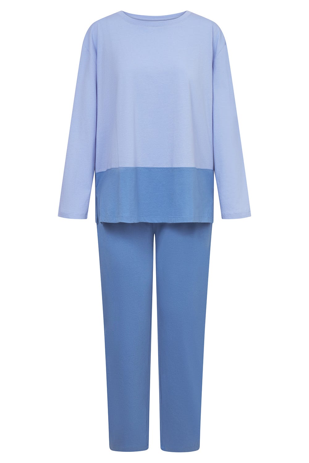 Hollowbild von Pyjama im Colourblocking-Style Blau 100% Baumwolle