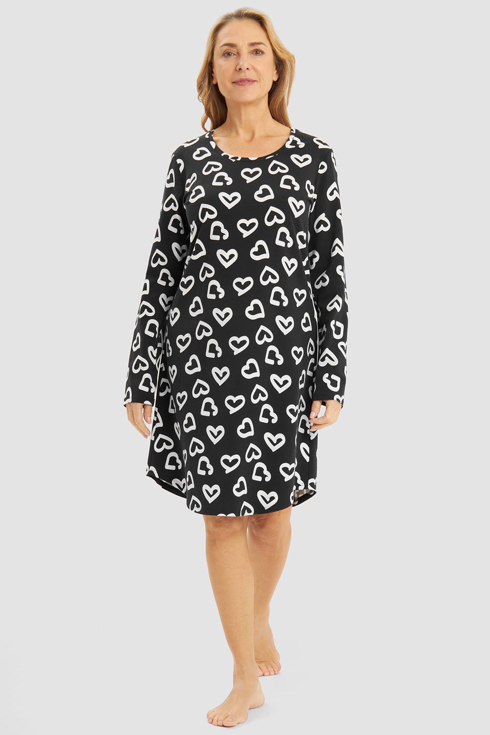 Frontalbild von Nachthemd mit Herz-Muster Baumwolle/Elasthan