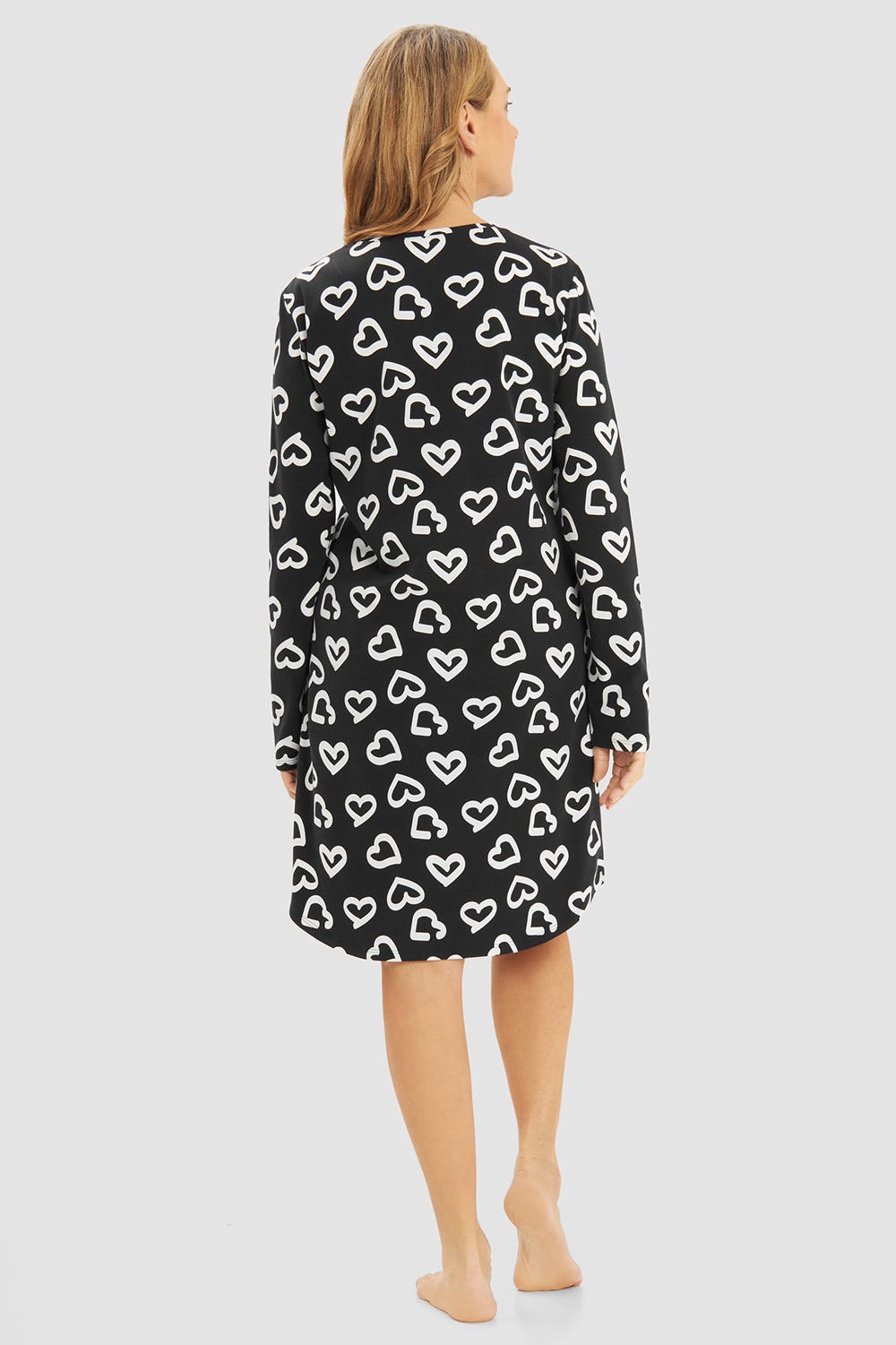Rückansicht von Nachthemd mit Herz-Muster Baumwolle/Elasthan