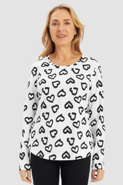 Frontalbild von Pyjamashirt mit Herz-Muster Baumwolle/Elasthan