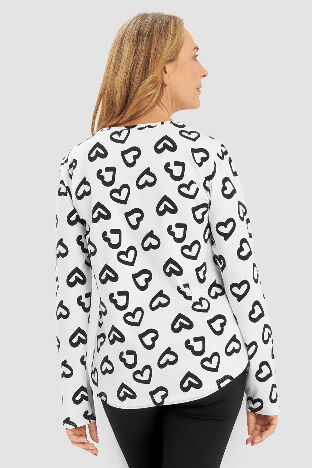 Rückansicht von Pyjamashirt mit Herz-Muster Baumwolle/Elasthan