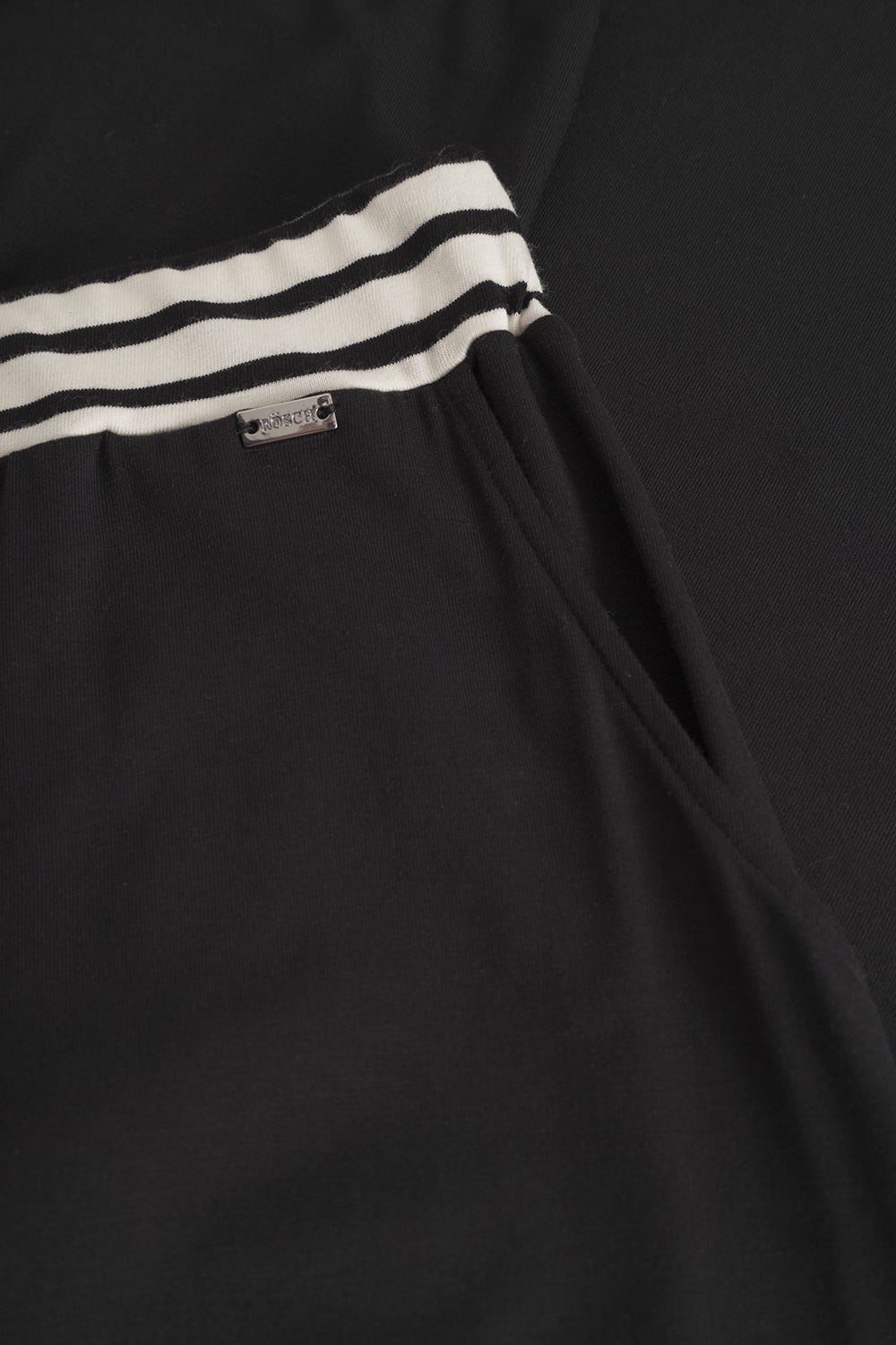 Detailbild 3 von Pyjamahose mit Ringel-Bund in Schwarz Materialmix